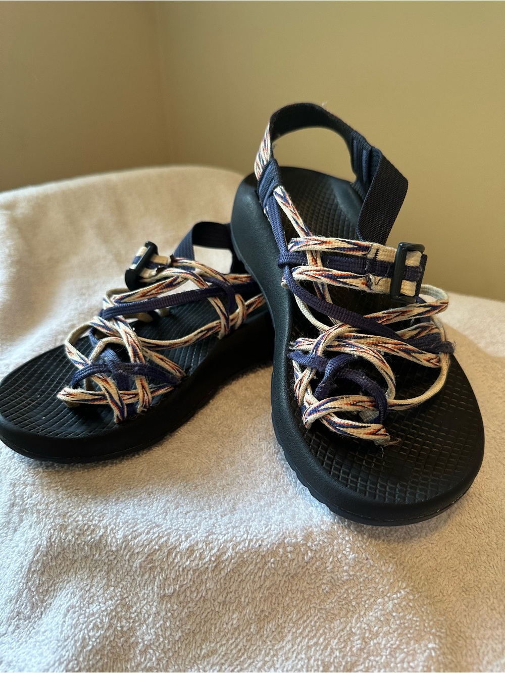 Chaco Womens ZX/3 Strappy Sport Sandals Striped Hiking Camping Outdoor Granola 7